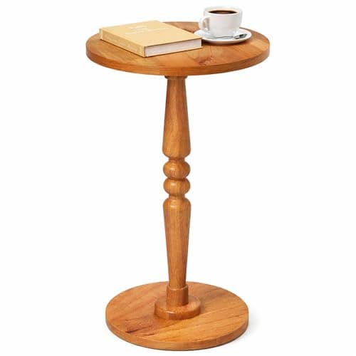 Small Side Table for Small Spaces - Modern Accent End Table with Solid Wood Top and Pedestal Leg - Compact Drink Table for Corners, Sofa, Couch - Perfect for Office, Livingroom, Bedroom - Image 1