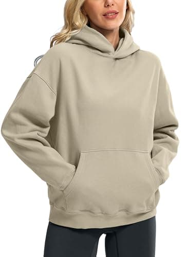 G Gradual Hoodies for Women Oversized Fleece Sweatshirt with Pocket Loose Fit Casual Athletic Workout Pullover, Light Khaki, Small - Image 1