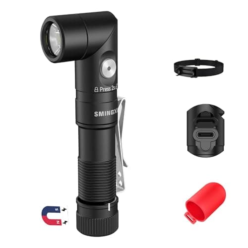 SMINGXI T5 1400 Lumens Rechargeable LED Flashlight, 90 Degree Adjustable Head, EDC Tactical Flashlight,Magnetic AA Pocket Work Light with Red Diffuser & Clip for Camping, Hiking, Emergency - Image 1