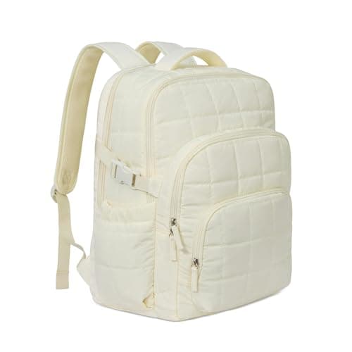 CLUCI Wrinkle-Resistant Laptop Backpack for Women, 17.3 Inch Anti Theft Travel Backpack, Puffer Quilted Work Backpack, Water Resistant College Bookbag with RFID - Image 1