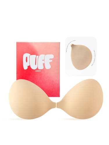 Invisible Strapless Sticky Bra Push up for Women, Adhesive Bra for Backless Dress, Silicone Cleavage Lift Nipple Covers (C Cup, Beige) - Image 1