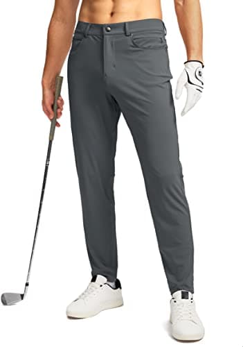 Men's Stretch Golf Pants with 6 Pockets Slim Fit Dress Pants for Men Travel Casual Work (Ink Grey, L) - Image 1
