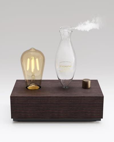 Glass Essential Oil Diffuser with Natural Wood Base, Waterless Aromatherapy Diffusers with Bulb, 3 Color Light Aroma Nebulizer for Home Office Bedroom Yoga | A Gift of Fragrance - Image 1