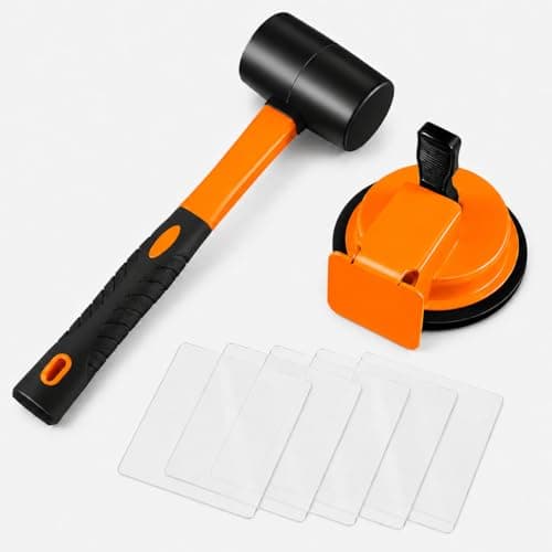 Floor Gap Fixer Tool with Rubber Mallet, Iron Body & Strong Suction Cup, Includes 5 Sticky Pads for Laminate, Vinyl, Wood & Tile Flooring Installation and Repair - Image 1