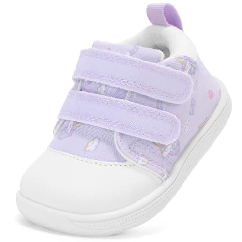 noorkiz Baby Wide Toe Box First Walking Shoes Toddler Barefoot Shoe Girls 6 12 18 24 Months Non-Slip Flexible Easy on & Off Breathable Causl Infant Sneakers Daycare Outdoor Mint Purple Toddler Size 5 - Image 1