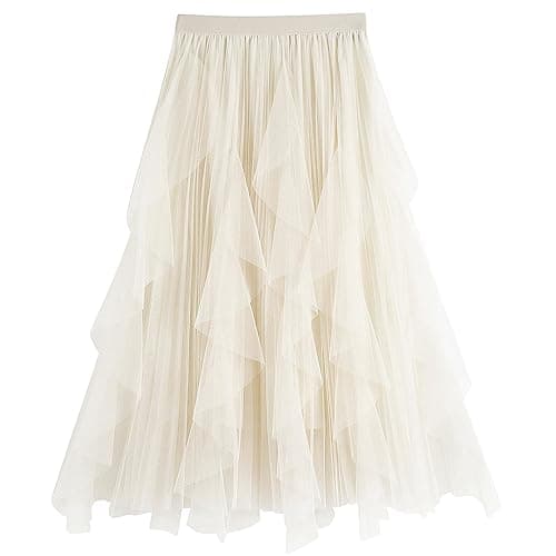 Women's Tulle Skirt A-Line Long Fairy Skirts Elastic Waist Layered Skirts Midi Skirts for Formal Party - Image 1