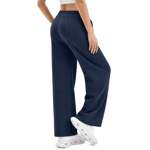 SINOPHANT Womens Wide Leg Sweatpants High Waist Spring Fall Transitional Season Lightweight Lounge Pants with Pockets Drawstring Joggers Navy L - Image 1