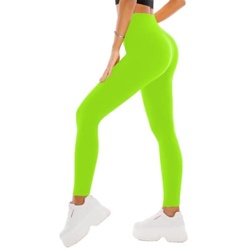 SINOPHANT High Waisted Leggings for Women - Full Length Capri Buttery Soft Yoga Pants for Workout Athletic(Full Neon Green,S-M) - Image 1