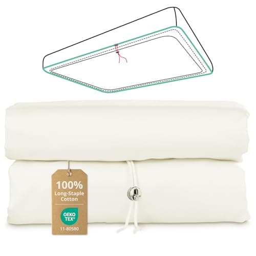 Twin Fitted Sheet Only with Drawstring and 360° Elastic Strap for Tight Fit, 100% Long-Staple Cotton Fitted Twin Sheet, Luxury Soft and Comfort, No Slippage, Deep Pocket Fits 8" to 14" Mattress - Image 1