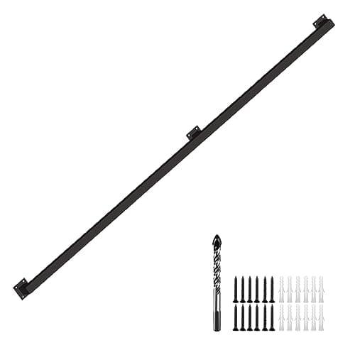 10FT Black Industrial Iron Hand Railing, Wall Support Handle for Indoor Stairs & Outdoor Decks, Non-Slip & Rust-Resistant - Image 1