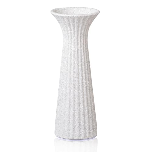 Speckled White Ceramic Vase for Home Decor, Small Textured Flower Vase for Pampas Grass, Rustic Farmhouse Decorative Vase for Coffee Table, Shelf & Living Room - Image 1