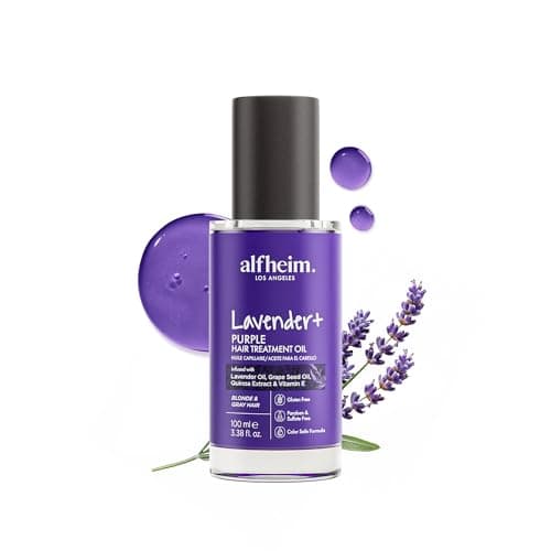 ALFHEIM Lavender+ Purple Hair Oil for Blonde, Silver & Color-Treated Hair – Anti-Brass & Frizz Control Serum – Restores Shine, Smoothness & Cool Radiance – with Grape Seed Oil – 3.38 oz / 100 ml - Image 1