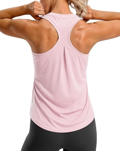 G Gradual Women's Workout Tank Tops Racerback Athletic Yoga Tops Loose Fit Sleeveless Running Gym Sports Shirts for Women(Pink,XXL) - Image 1