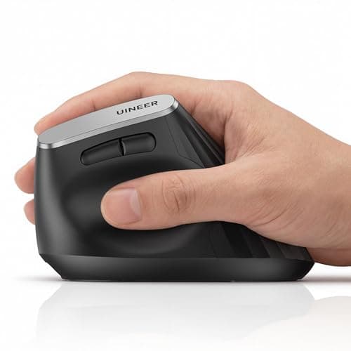 Uineer Wireless Ergonomic Mouse, Bluetooth Mice (BT4.0/5.0 and 2.4G) Rechargeable Vertical Mouse, 3 Multi-Device Connectivity for PC/Mac/Laptop/Computer, 4 DPI Quiet Clicks for Office, Home-Black - Image 1