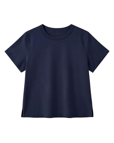 Stelle Women's Short Sleeve Crewneck T-Shirts Cotton Basic Tees Summer Casual Solid Crop Tops Navy Blue Small - Image 1