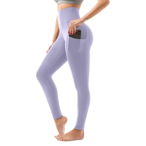 SINOPHANT High Waisted Leggings with Pockets Women, Full Length Capri Buttery Soft Stretchy Yoga Pants(Full Lavender,L-XL) - Image 1