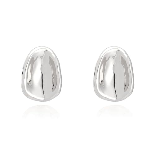 Milan Chiva 14K Chunky Sliver Earrings for Women Trendy Silver Stud Statement Jewelry MCE-1021SL - Image 1