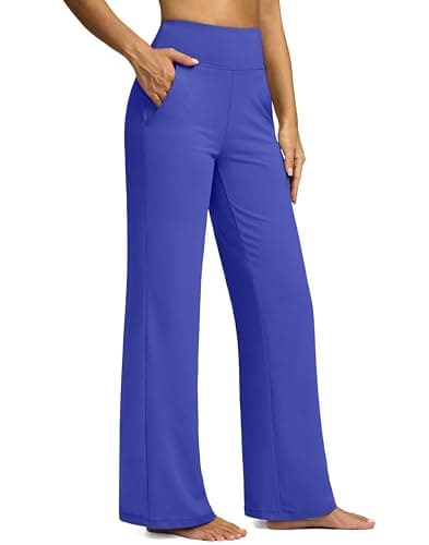 G Gradual Yoga Pants Women Wide Leg Dress Pants with Pockets High Waist Stretch Petite/Regular/Tall Casual Sweatpants Women(Waves Blue,29-M) - Image 1