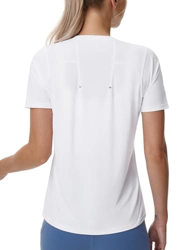 THE GYM PEOPLE Womens Short Sleeve Workout T-Shirts Stretchy Lightweight Crewneck Athletic Running Lounge Tee Tops White - Image 1