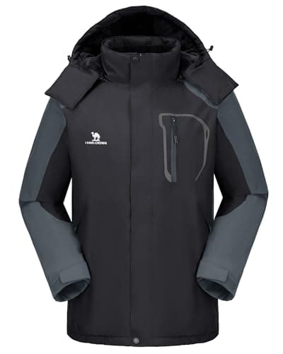 CAMELSPORTS Mens Winter Jacket Waterproof Warm Snow Ski Jackets Faux Fur Fleece Rain Coats with Removable Hood - Image 1