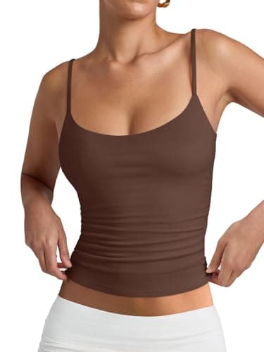 PINKMSTYLE Women Sexy Square Neck Tank Top Summer Y2K Going Out Tops Casual Sleeveless Basic Cami Shirts Coffee X-Large - Image 1