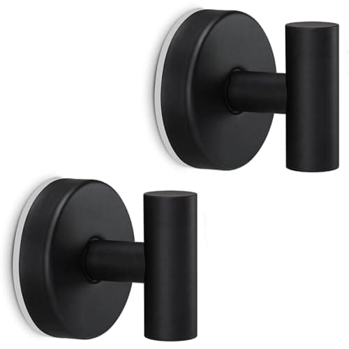 MNGD Towel Hooks Shower Suction Hook Towel Hanger for Bathroom Hanging Coat, Robe, Removable Wall Mounted Hook for Bedroom Kitchen Hotel Pool Matte Black(2-Pack) - Image 1