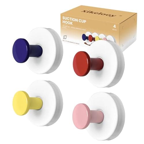 Xikelooy Suction Cup Hooks, Suction Cup Hooks for Shower,Removable Towel Hooks for Bathroom Window Glass Door Wall, Bath Robe Looafh Wreath Hook for Hanging - Image 1