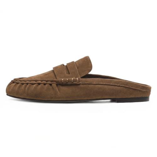FJQNXGY Penny Loafers for Women Comfortable Slip on Suede Loafers Mules Women’s Closed Toe Loafer Slides Shoes - Image 1