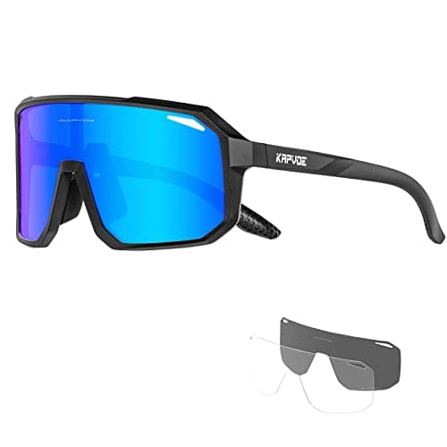 KAPVOE Polarized Cycling Glasses with 3 Interchangeable Lenses TR90 Sports Sunglasses Women Men - Image 1