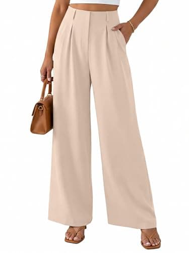 NIMIN High Waisted Wide Leg Dress Pants for Women,Beige,XS - Image 1