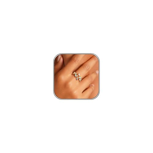 MIFYNN Boho Turquoise Rings for Women Non Tarnish 14k Gold Plated Adjustable Open Leaf Wrap Thumb Knuckle Ring Bohemian Western Country Jewelry Gift - Image 1