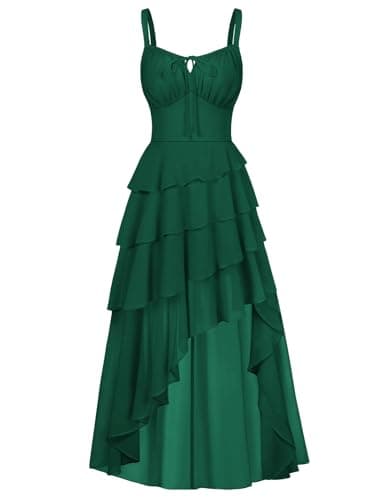 Scarlet Darkness Women's Ruffled Renaissance Corset Dress Pirate Gothic Dresses Summer Boho Fairycore Sundress Eden Green XXL - Image 1