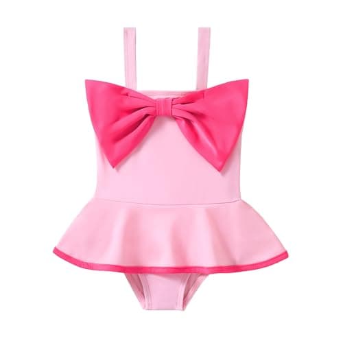 YWFSHOP Baby Girl Swimsuit Infant Toddler One Piece Color Block Ruffle Bow Tankini Bathing Suit Summer Beach Swimwear - Image 1