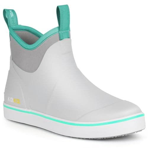 Kalkal Women's Deck Boots, Waterproof Ankle Rain Boots Fishing Boots with High Traction, Women's Rubber Boots For Gardening Fishing Boating Camping(Grey,Size8) - Image 1