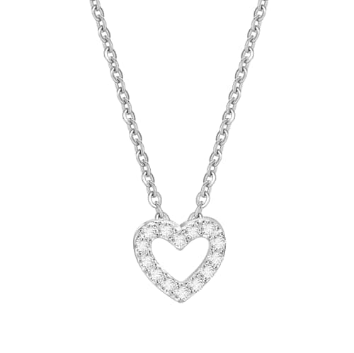Juvux Sterling Silver Heart Necklace for Women, S925 Dainty Love Heart Necklaces with Cubic Zirconia, Cute Silver Pendant Necklaces Jewelry Gifts for Women Mother Birthday Valentines - Image 1