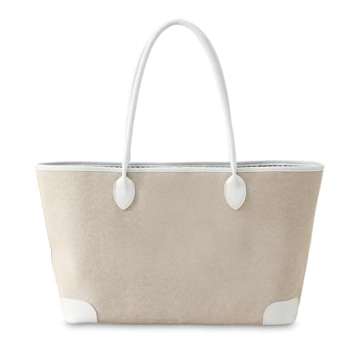 CRAZITAYA Oversize Linen Tote Bag for Women (White) - Image 1