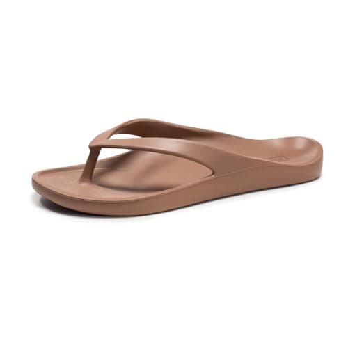 FITORY EVA Flip Flops for Women and Men with Arch Support, Unisex Slip on Summer Thong Sandals, Lightweight and Comfortable Shoes for Beach, Shower, Pool and Casual Walking Brown Size 6 - Image 1