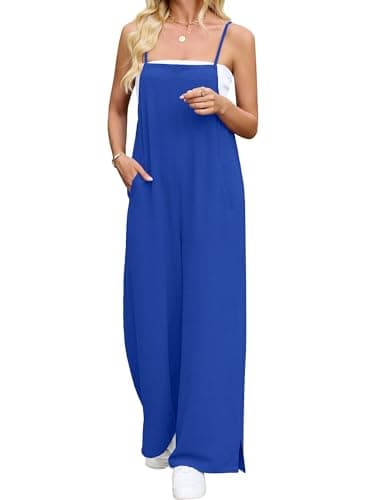 Heymoments Overalls Jumpsuits Rompers for Women Klein Blue Medium Casual Maternity Summer Comfy Ladies Loose Fit Dressy Wide Leg One Piece Sleeveless Grils Long Bib Baggy Pants with Pockets - Image 1