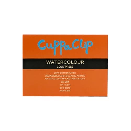 CuppaClip Watercolor Paper Block Pure Cotton Art Paper Pad 300GSM(140LB) Acid-Free 20 Sheets Watercolor Art Supplies (Cold Press, 7x5.1in) - Image 1