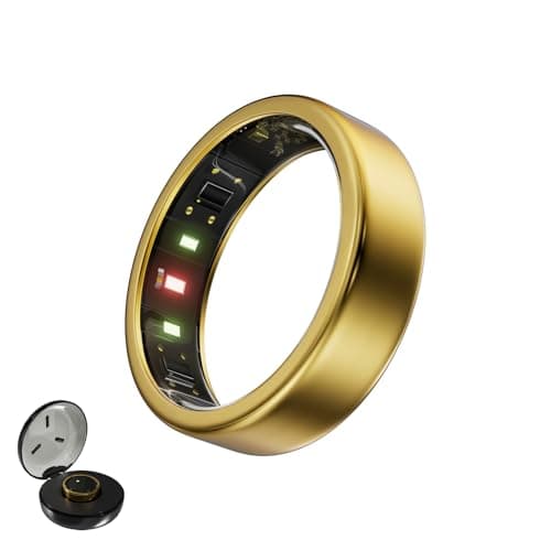 Orvyna Smart Ring, Titanium Health & Fitness Tracker with Sleep, Heart Rate & SPO₂ Monitoring, Ultra-Light, 4–6 Day Battery, No Subscription, for Women & Men (Gold 8)