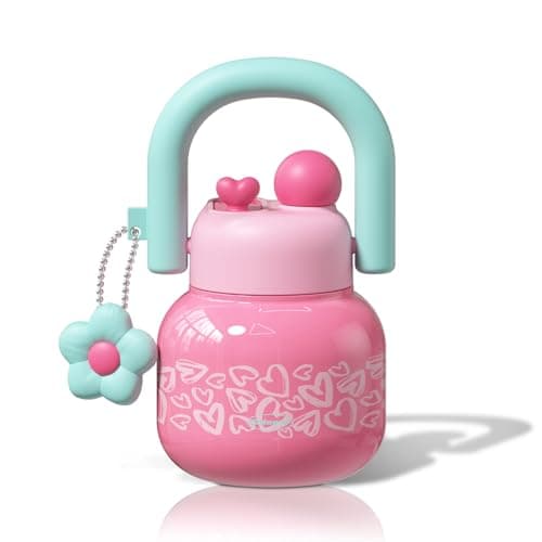 Sidagar 22 oz Tumbler with Straw and Carry Handle, Wide Mouth Insulated Stainless Steel Travel Water Bottle, Heart Pattern Flask for Gym & Office, Preppy Kawaii Valentines Day Gift - Image 1
