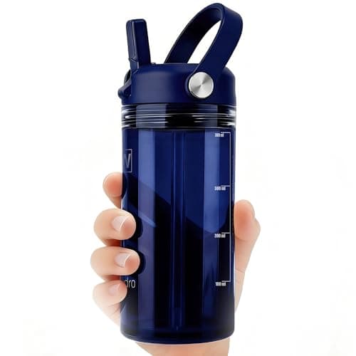 wawahydro 12oz Kids Water Bottle, BPA Free Thick Tritan Plastic Reusable, Clear Water Bottle with Straw, Leakproof Lid, Dishwasher Safe, Boy girl for School,Travel Dark Blue - Image 1