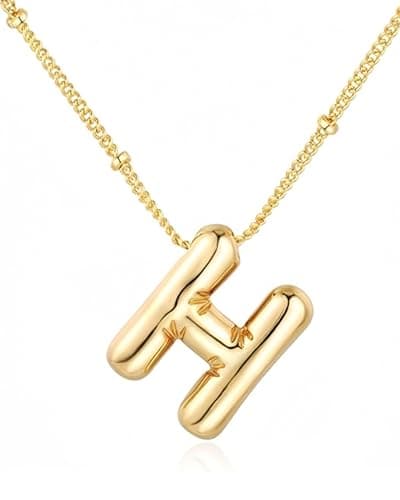 Chunyee Gold Women's 18k Initial Bubble Letter Necklace - Image 1