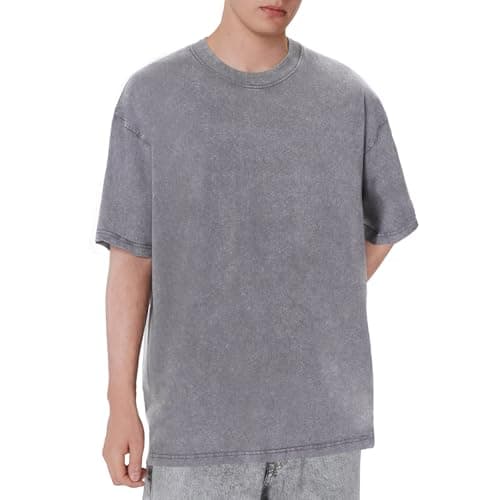 Oversized T-Shirts for Men Vintage Cotton Tee Crew Neck Short Sleeve Tops Men's Loose Fit Casual Fashion Shirt - Image 1
