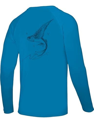 Twekfish Men's UPF 50+ Fishing Shirt, Long Sleeve UV Protection Sun Shirts, Lightweight Quick Dry Graphic Tee for Running, Flying Fish Royal Blue - Image 1