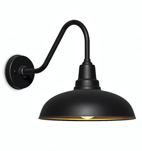 Acoji 14" Outdoor Gooseneck Barn Light – Industrial Black Wall Mount Fixture, Weatherproof and Rust-Resistant, Vintage Farmhouse Style for Garage, Porch, or Patio – 1 Pack - Image 1