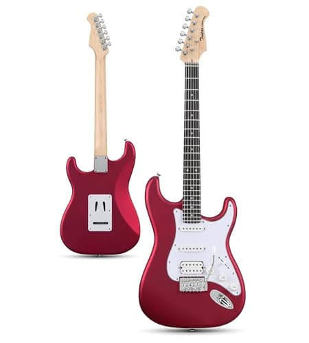 Tostar Beginner Electric Guitar, Solid Body, 39" Full Size Strat Style with HSS Pickups, 5-Way Switch, Tremolo Bridge, Maple Neck & Tectona Fretboard, Ideal for Beginners and Gifting, Red - Image 1