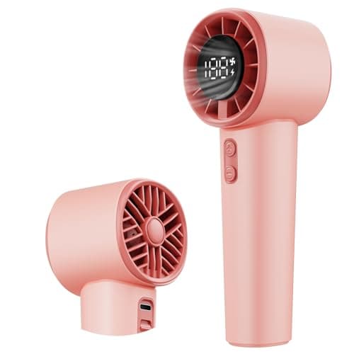Portable Handheld Turbo Fan, Strong Wind Cute Mini Personal Fan, 120 Levels Infinite Speed, 4000mAh Rechargeable Hand Held Fan for Beach Travel Cruise Camping Office Lash Makeup for Women Girls, Pink - Image 1