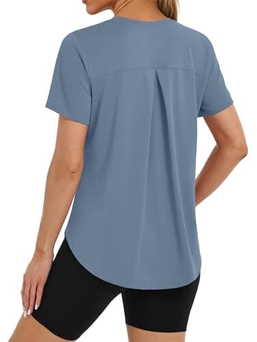 BKRIVE Summer Tops for Women Short Sleeve Lightweight UPF 50+ Pilates Outdoors Activewear Dustyblue 2XL - Image 1