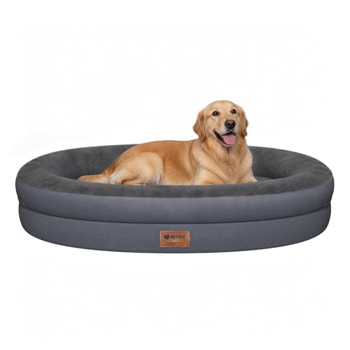 WOZOKE Orthopedic Dog Bed for Large Dogs, Waterproof Dog Bed for Large Size Dogs with Bolsters, Egg Crate Foam Sofa Bed with Washable Removable Cover & Non-Slip Bottom, Dark Grey - Image 1